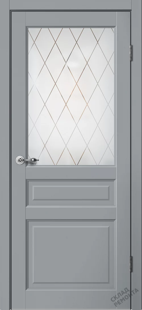 Фото Дверь FlyDoors Классик С03 серый, эмалит, матовое стекло – купить в Чите: цена, описание, фото. Интернет-магазин. 1