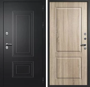 Дверь входная FlyDoors Шторм Термо с терморазрывом букле черный/дуб сонома светлый