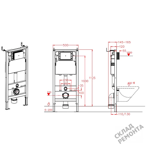 Фото Инсталляция для подвесного унитаза Calypso Beta CS105M без кнопки купить в Чите: цена, описание, фото. Интернет-магазин 11