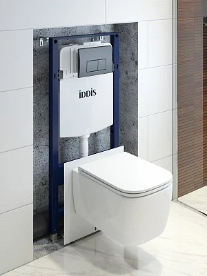 Унитаз с инсталляцией комплект с кнопкой Iddis Basic BASBR02i73 безободковый