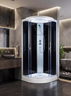 Душевая кабина Aquapulse 4023D grey black низкий поддон угловая 100*100