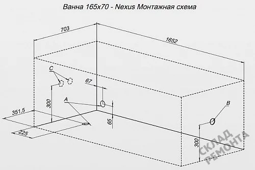 Фото Ванна акриловая Aquanet Nexus 165*70  купить в Чите: цена, описание, фото. Интернет-магазин 8