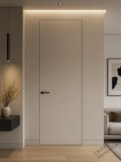 Фото Скрытая дверь AxelDoors Invisible Reverse обратн.откр.(алюм кр хром с 4х), под покраску, без стекла – купить в Чите: цена, описание, фото. Интернет-магазин. 1