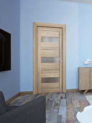 Дверь FlyDoors Ла Стелла 200 ясень латте, экошпон, матовое стекло
