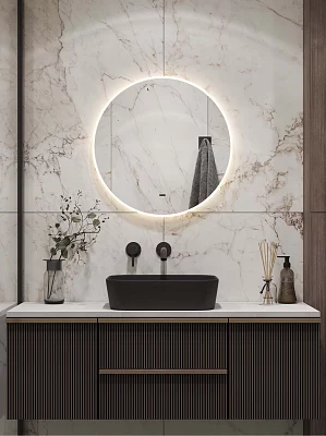 Зеркало подвесное Континент Ovoli Ember LED 80*80 БК ХП (ЗЛП4904) с подсветкой, белый