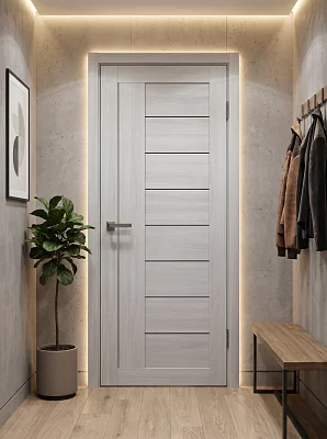 Дверь FlyDoors Ла Стелла 201 ясень пепельный, экошпон, матовое стекло