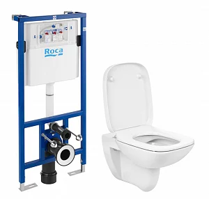 Унитаз с инсталляцией комплект без кнопки Roca Set 1.4 (Duplo One 890070020+34699L00Y) безободковый