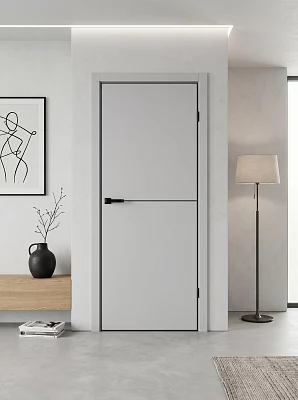 Дверь FlyDoors Тринити TR05 (алюм.кромка черная 4-х сторон.) сильвер, ПЭТ, без стекла
