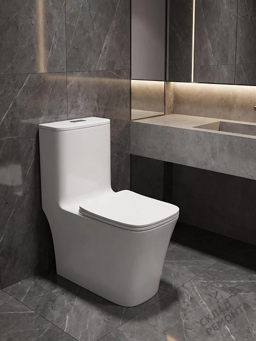 Фото Унитаз моноблок ODA Skiff-9103 безободковый купить в Чите: цена, описание, фото. Интернет-магазин 1