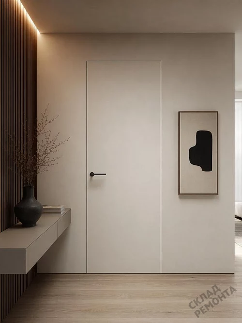 Фото Скрытая дверь AxelDoors Invisible Reverse обрат.откр.(алюм кр черн с 4х), под покраску, без стекла – купить в Чите: цена, описание, фото. Интернет-магазин. 1