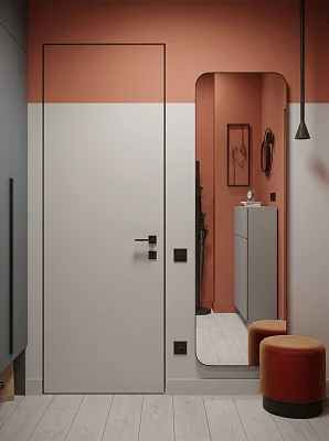 Скрытая дверь VellDoris 42/БЛ Л/П нар.откр. (алюм кромка чер с 4-х сторон), под покраску, без стекла