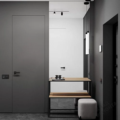 Фото Скрытая дверь AxelDoors Invisible Reverse 2300 обр.откр(алюм.кр черн с 4х), под покраску, без стекла – купить в Чите: цена, описание, фото. Интернет-магазин. 1
