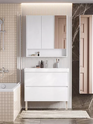 Зеркальный шкаф подвесной Акватон Сканди-90 (1A252302SD010) без подсветки, белый глянец