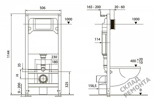 Фото Инсталляция для подвесного унитаза Tecespring S401110 с кнопкой купить в Чите: цена, описание, фото. Интернет-магазин 2