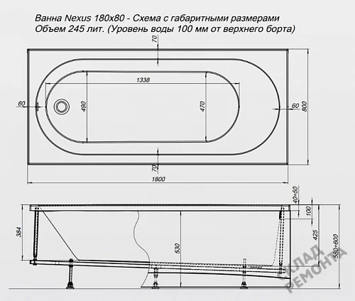 Фото Ванна акриловая Aquanet Nexus 180*80  купить в Чите: цена, описание, фото. Интернет-магазин 9