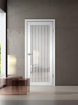 Дверь FlyDoors Классик С07 белый, эмалит, зеркало