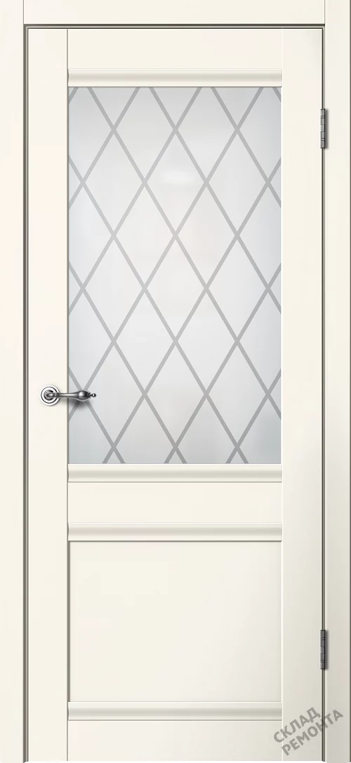 Фото Дверь FlyDoors Классик С01 ваниль, эмалит, матовое стекло – купить в Чите: цена, описание, фото. Интернет-магазин. 1