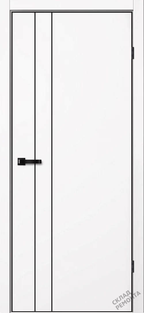 Фото Дверь FlyDoors Нео N02 (черная алюмин. кромка с 4-х сторон) белый, эмалит, без стекла – купить в Чите: цена, описание, фото. Интернет-магазин. 3