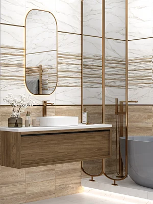 Плитка настенная Alma Ceramica Эйфория TWU2550EPH14 бело-коричневый 249*500