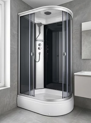 Душевая кабина Aquapulse 4006M L grey black средний поддон асимметричная 120*80