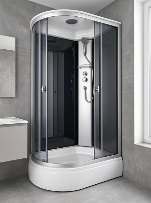 Душевая кабина Aquapulse 4006M R grey black средний поддон асимметричная 120*80