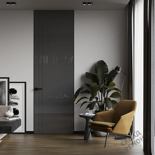 Фото Скрытая дверь AxelDoors Invisible Reverse 2100 обр.откр(ал.кр черн. с 4х), под покраску, без стекла – купить в Чите: цена, описание, фото. Интернет-магазин. 1