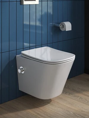 Унитаз подвесной BelBagno Due BB3103CHR-BS/SC (функция биде, смеситель) безободковый