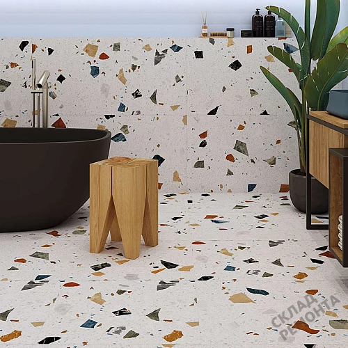 Фото Керамогранит матовый Steppe Ceramics Chips White белый 600*600*9 – купить в Чите: цена, описание, фото. Интернет-магазин 2