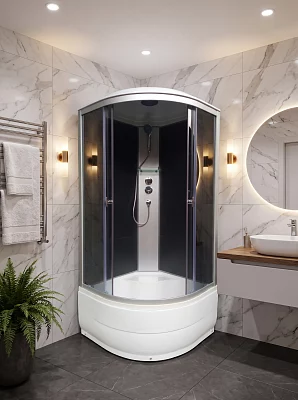 Душевая кабина Aquapulse 4003D grey black высокий поддон угловая 100*100