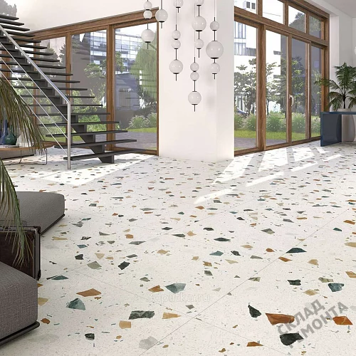 Фото Керамогранит матовый Steppe Ceramics Chips White белый 600*600*9 – купить в Чите: цена, описание, фото. Интернет-магазин 3